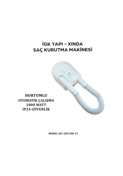 İgk Yapı Xında Hortumlu Saç Kurutma Makinesi Gdc100-15