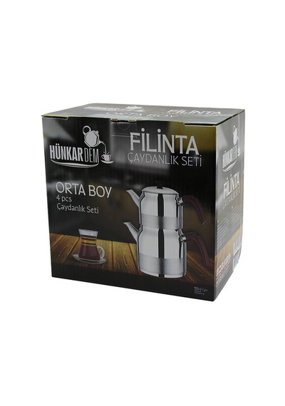 Kılıf Filinta Orta Boy Çelik Çaydanlık Seti Çift Kapaklı Renkli Bakalit Kulp Üst Demlik: 1.25lt - Alt Suluk: 2.25lt Kendinden Süzgeçli