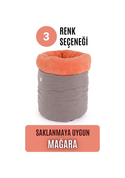 Modern Kedi Ve Köpek Mağara Yatağı, 80x60x3 Cm, Sakinleştirici Ve Konforlu, Serin Mat Kılıfı İle Şeftali