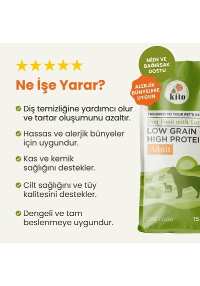 Doğal Besi Kuzu Etli Yetişkin Köpek Maması 15 Kg