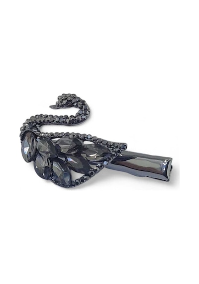 Lotus Saç Aksesuarı Füme Kristal Taşlı Kuğu Tasarımlı Şık Kadın Tokası Siyah