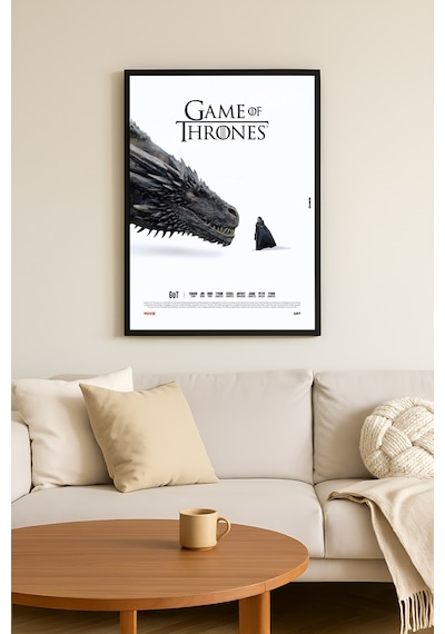 Game Of Thrones Siyah Ahşap Çerçeveli Poster, Dizi Duvar Tablosu