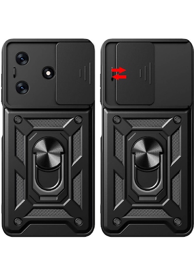 Tecno Spark 10c Kılıf Magnetik Standlı Kamera Korumalı Sürgülü Vega Kapak - Mavi Mavi