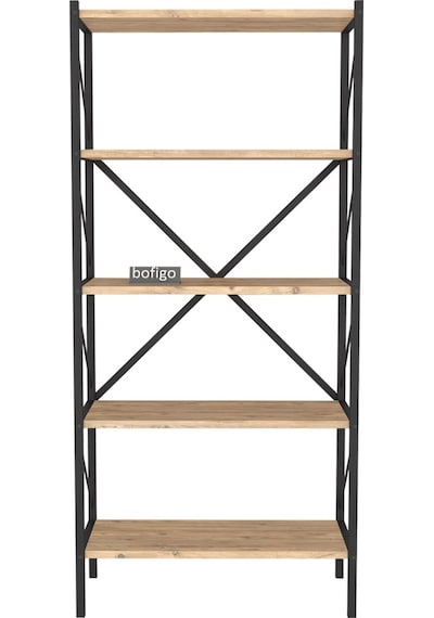 Bofigo Dekoratif 5 Raflı Kitaplık Metal Kitaplık Agora Çam Bofigo Dekoratif 5 Raflı Kitaplık Metal Kitaplık Agora Çam