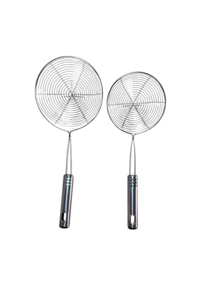Kitchen Design Lab Metal Saplı Kevgir Seti, 18-16 Cm Çap, 2'li Set, Gri Diğer