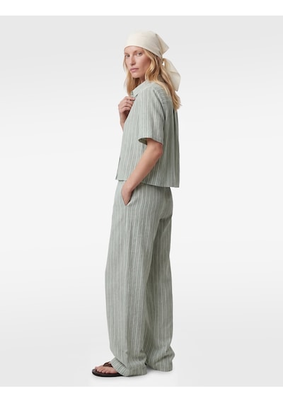 Koton Regular Fit Kaçık Yaka Kısa Kollu Crop Gömlek Siyah Çizgili 6sak60311pw