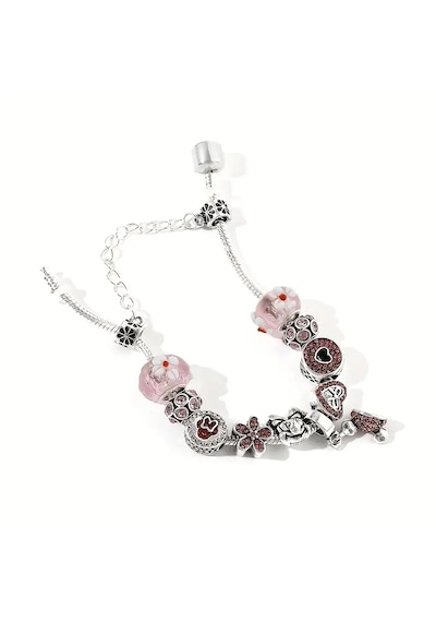 Disney Minnie Mouse Temalı Mickey Charmlı Bileklik Gümüş