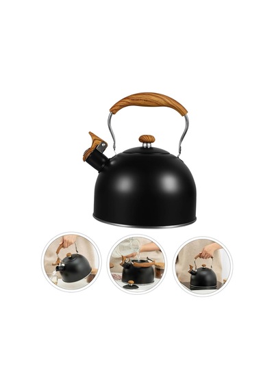 Valkyrie 3l Düdüklü Kettle Su Isıtıcı Çaydanlık Paslanmaz Çelik Yüksek Islıklı Siyah Siyah