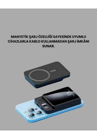 10000mah Kapasiteli Manyetik Usb-c Ve Kablosuz Powerbank W09 Çok Renkli