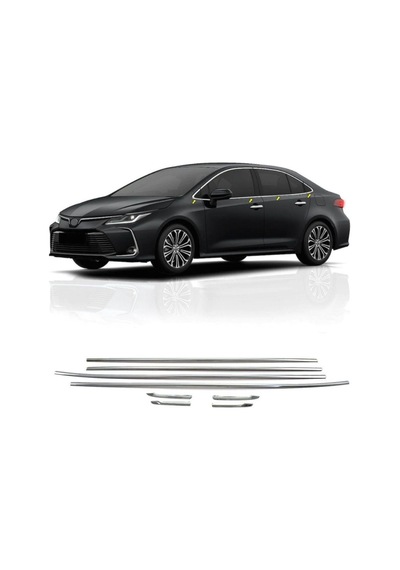 Toyota Corolla Uyumlu Krom Cam Alt Çıtası 2019 Sonrası 8 Parça