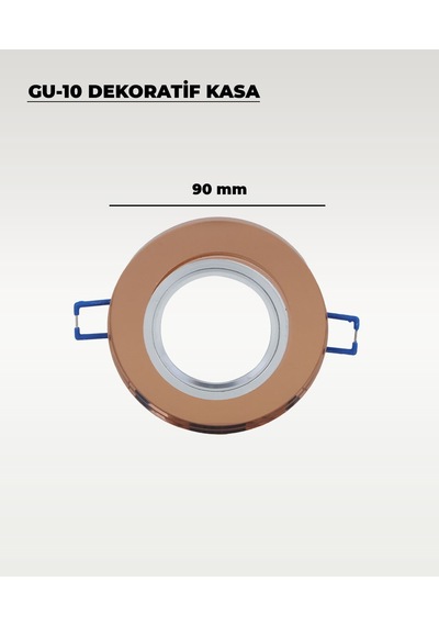 Rose Gold Gu10 Uyumlu Cam Spot Kasa 2 Adet Dekoratif Gömme Tavan Uyumlu Şeffaf