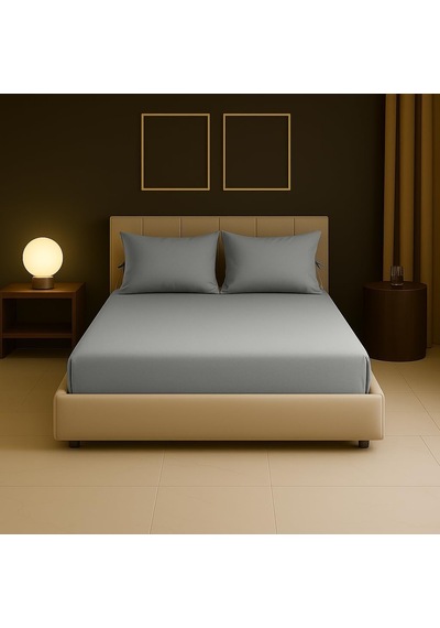 Sabia%100 Pamuk 62 Tel 155 Tc 160x200 +37 Cm Yüksekliğe Uygun Çift Kişilik Lastikli Çarşaf Seti Gri