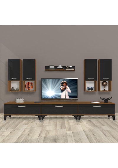 Decoraktiv Eko 8da Mdf Silver Tv Ünitesi Tv Sehpası Ceviz - Siyah