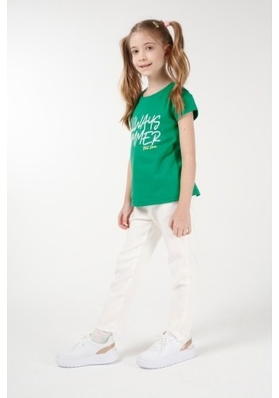Brz Kids Baskılı Kız Çocuk Kısa Kollu T-Shirt Yeşil