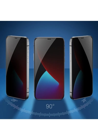 Apple, Uyumlu iPhone 15 Pro Max Zore Kolay Uygulama Aparatlı 5d Magic Privacy Glass Hayalet Cam Ekran