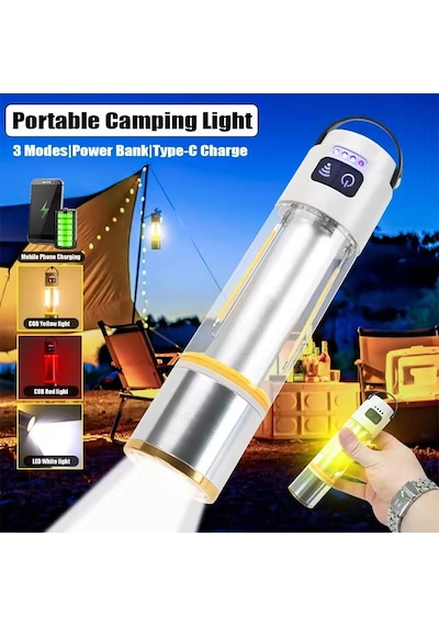 1000 Lümen Güçlü Aydınlatmaya Sahip Gold Gp-222 İle Kamp Gecelerini Aydınlatın Hem El Feneri Hem De Kamp Lambası Olarak Kullanılabilen Çok Fonksiyonlu Yapısı, Usb Şarj Özelliği Ve Dayanıklı Gö