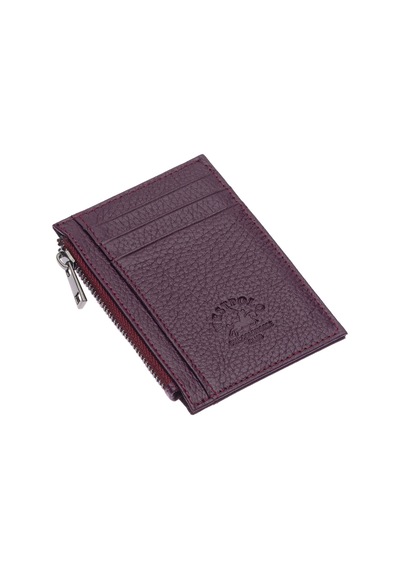 Westpolo Ivo Fermuarlı Bozuk Para Bölmeli Unisex Hakiki Flötr Deri Kartlık - Mor 4125838