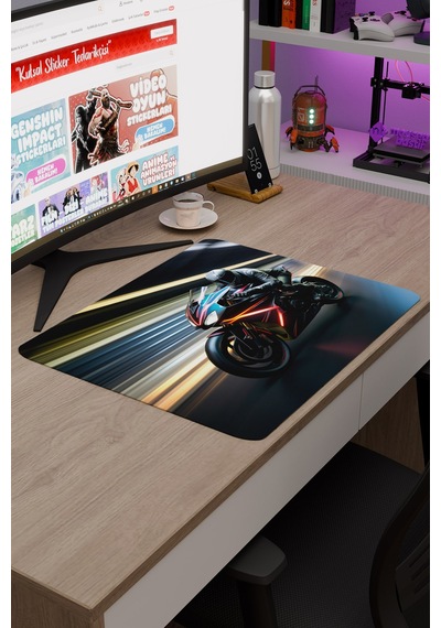 Motorsiklet Kaymaz Dikişli Kauçuk Oyuncu Mousepad V2 - 48x40 Xl Gaming Mouse Pad Fare Altlığı