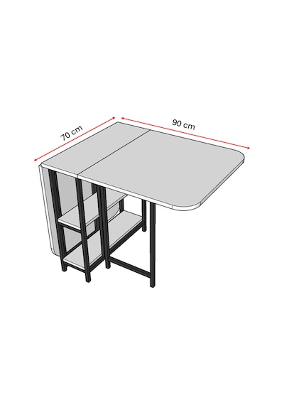 Asra Trend Metal Ayaklı Katlanır Mutfak Masası KM-31 %100 MDF Akıllı Yemek Masası Beyaz