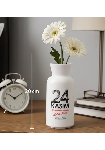 Bk Gift Kişiye Özel Öğretmenler Günü Tasarımlı Seramik Vazo-7, Ev Hediyesi, Öğretmene Hediye Kobitmeyencom35088 Bk Gift