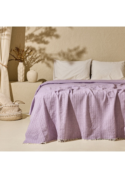 Soft Milva Çift Kişilik Çok Amaçlı Örtü - Lila - 200x230 Cm Renkli