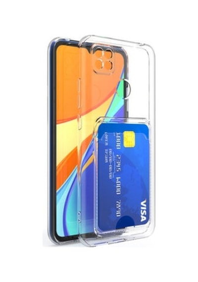 Xiaomi Redmi 9c İle Uyumlu Kılıf Kartlıklı Kartvizitli Şeffaf Telefon Kılıfı Kapak