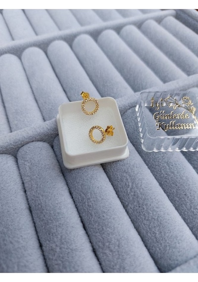 Zanaatsilver 925 Ayar Gümüş Zirkon Taşlı Çember Küpe Zs0034kp Altın Renk 9 Mm Gümüş