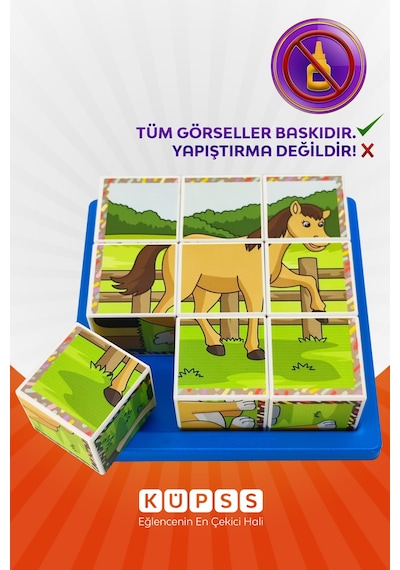 6 Farklı Çiftlik Hayvanları 3d Küp Puzzle 3 4 5 6 Yaş Küp Puzzle