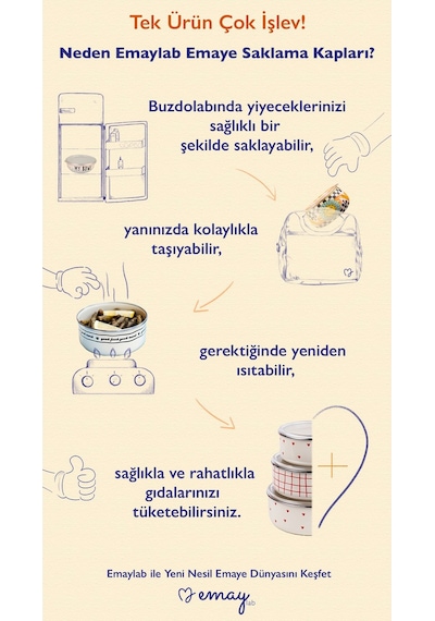 Bloom 3 Lü Emaye Saklama Kabı Takımı Tüm Ocak Tiplerinde Kullanılabilir Çok renkli