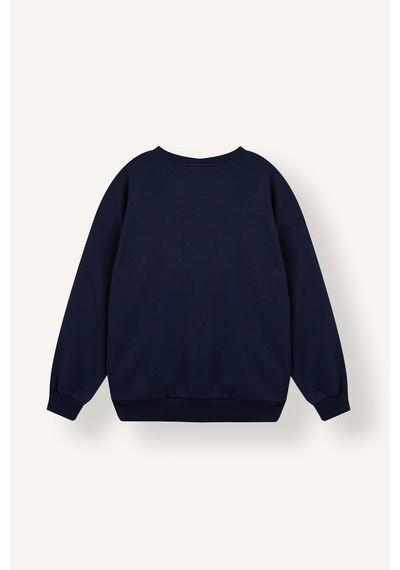 Defacto Oversıze Bisiklet Yaka Basıc Kalın Basic Sweatshirt F9628ax26aunv251 Lacivert-nv251