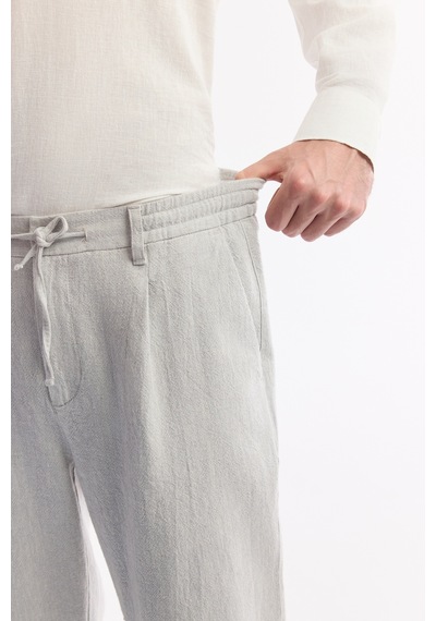 Avva Erkek Gri Beli Bağcıklı Keten Karışımlı Chino Relaxed Fit Pantolon B003036 Avva Erkek Gri Beli Bağcıklı Keten Karışımlı Chino Relaxed Fit Pantolon B003036
