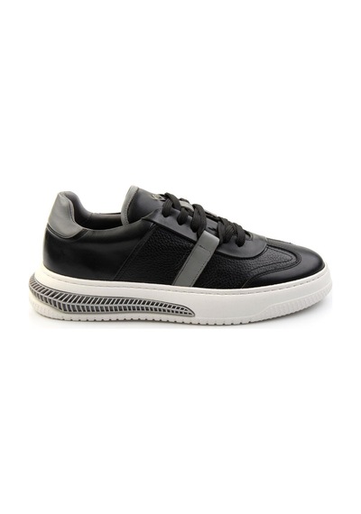 Bambi Siyah Hakiki Deri Erkek Sneaker E01075574603 Siyah