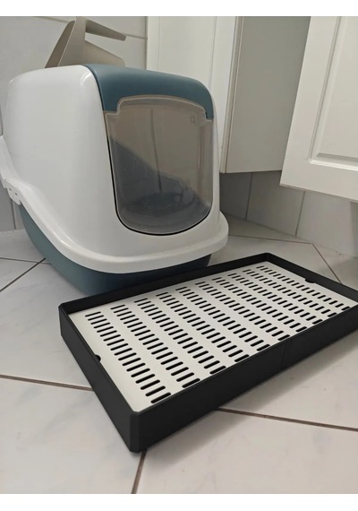 3d Baskı Kedi Kumu Tutucu Mat Kedi Tuvaleti Önü Kum Toplayıcı Delikli Paspas Siyah Beyaz