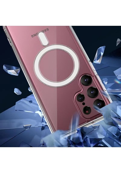 Samsung Galaxy Uyumlu S23 Ultra Kılıf Wireless Tacsafe Antishock Ultra Koruma Sert Kapak Wiriless Şarj Aleti