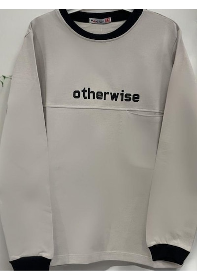 Zekids Erkek Çocuk Otherwise Yazılı Pamuklu Sweatshirt-14231 Taş