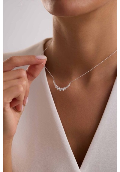 Beyaz Altın Kolye Trendy Form New T13974 Renkli