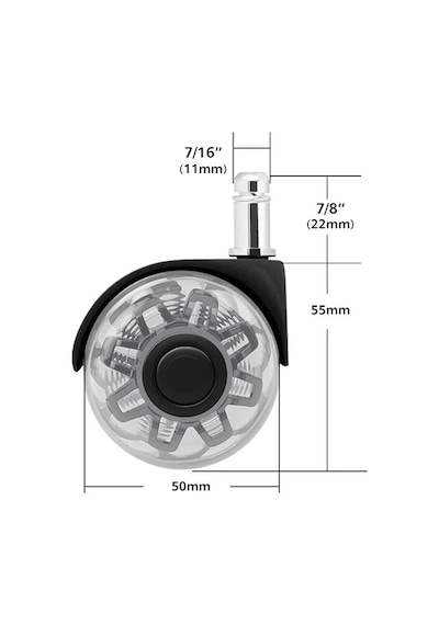 S-wheels Titan Oyuncu Koltuğu Tekeri 50mm Ofis Koltuk Tekeri Ultra Sessiz Sandalye Tekeri Beyaz - Siyah