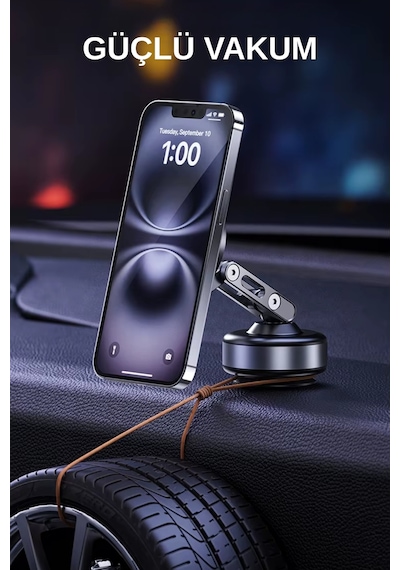 Wearfitpro W93 Alüminyum Manyetik Telefon Tutucu Type-c Şarjlı 360 Döner 3 Eksenli Katlanabilir Telefon Tutucu Gri