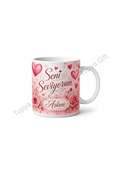 Sevgiliye Hediye İsme Özel Sublimation Baskılı Kupa Bardak Sevgili Hediyesi Beyaz