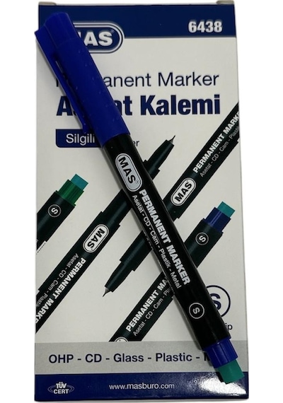 Mas Permanent Cd Kalemi S Mavi 12 Adet Mavi