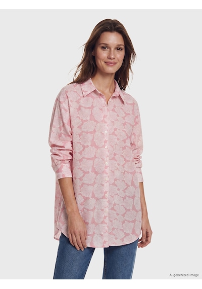 Lcw Modest Pembe Desenli Oversize Kadın Gömlek Tunik