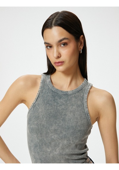 Koton Fitilli Atlet Halter Yaka Basic Soluk Efektli Gri 4sak10263ek 4SAK10263EK031