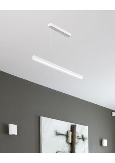 Magro 100cm Beyaz Kasa, Doğal Beyaz Işık Modern Sarkıt Led Avize Beyaz