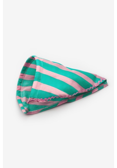 Mint Çizgi Desenli Kız Çocuk Üçgen Bandana Taç Mint
