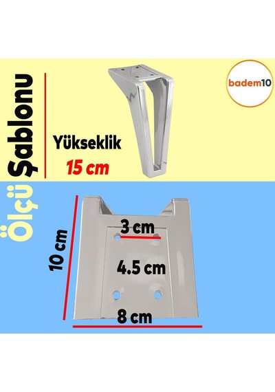 Badem10 Penta 6'lı Set Mobilya Tv Ünitesi Çekyat Koltuk Kanepe Destek Ayağı 15 Cm Krom Ayak M8 Civatalı 6395751