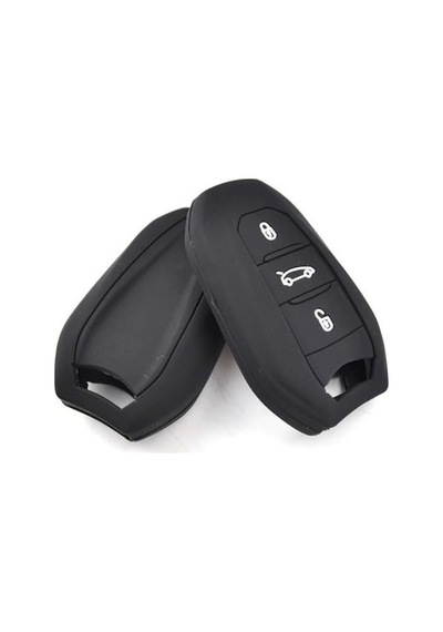 Autohan Keys Citroen C4 C5 C3 Aircross İçin Silikon Anahtar Kılıfı, Siyah, 3 Düğmeli, Anahtarsız Çalıştırma Uyumlu, Koruyucu Kılıf