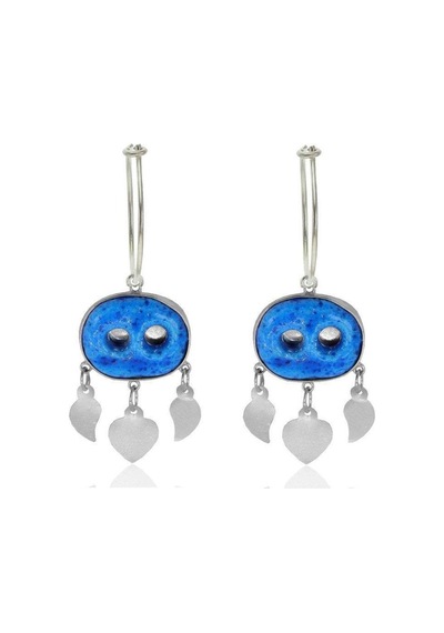 Gümüş Süryanı Nazar Boncuğu Halkalı Küpe N11.50287