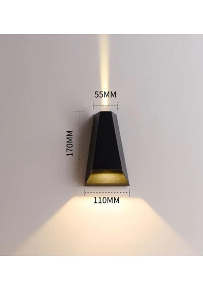 2 x 3w Led Su Geçirmez Modern Dış ve İç Mekan Aplik Malta Ip44 Ay Siyah