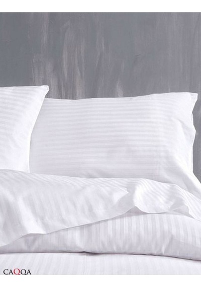 Caqqa Tek Kişilik Çizgili Saten Otel Nevresim Seti 1 Nevresim + 1 Yastık Kılıfı