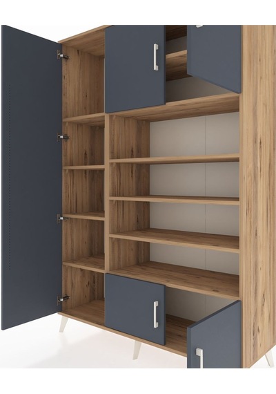 Hyperion Dolap 10 Raflı 5 Kapaklı 132x44x195 Çam-antrasit/çam Çam Hyperion Dolap 10 Raflı 5 Kapaklı 132x44x195 Çam-antrasit/çam Çam